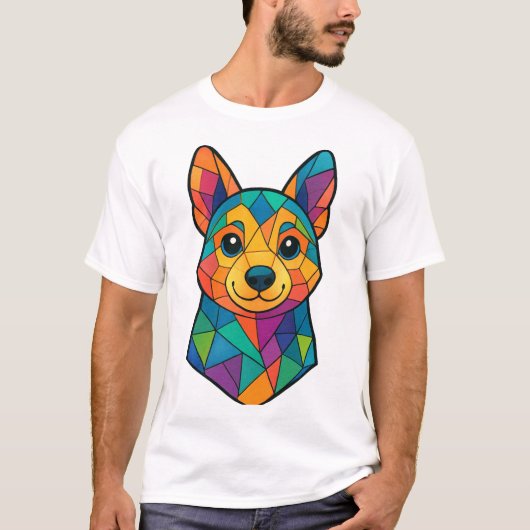 Trending geometrisches Hundshirt T-Shirt (Vorderseite)