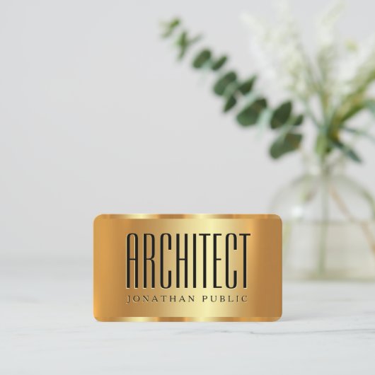 Trending Glamour Gold Template Luxuriöse Architekt Visitenkarte (Stehend Vorderseite)