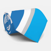 Trending Gray mit Blau und Weiß gestreift Krawatte (Gerollt)