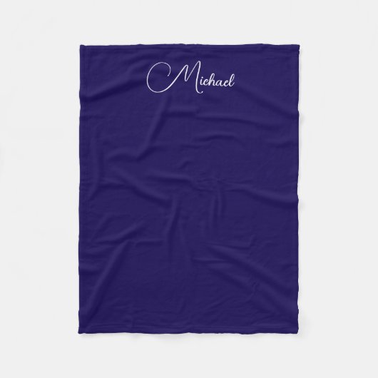 Trending Handwriting Name Small Elegant Dark Blue Fleecedecke (Vorderseite)
