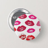 Trending Kisses Muster luscious rosa Lippen mwah! Button (Vorne & Hinten)