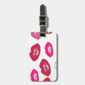 Trending Kisses Muster luscious rosa Lippen mwah! Gepäckanhänger (Vorderseite vertikal)