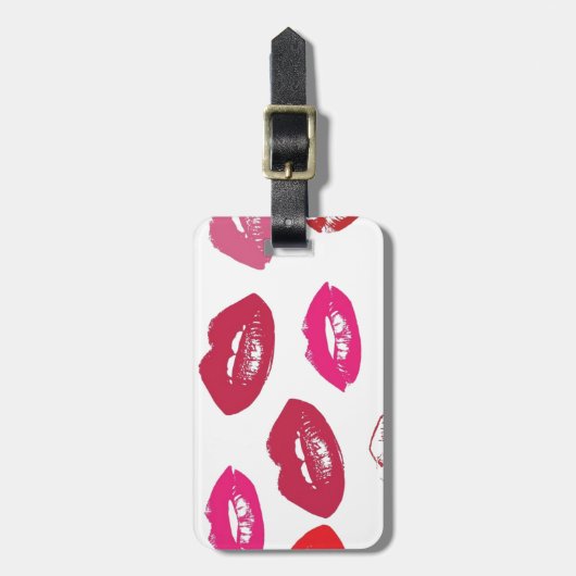 Trending Kisses Muster luscious rosa Lippen mwah! Gepäckanhänger (Vorderseite vertikal)