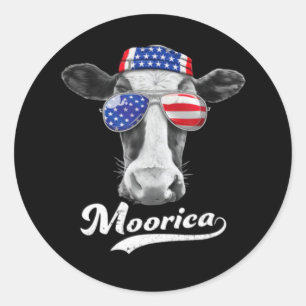 Trending Kuh 4th July Moorica Runder Aufkleber