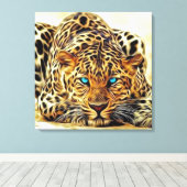 Trending Leopard Blue Eyes Leinwanddruck (Insitu (Holzboden))