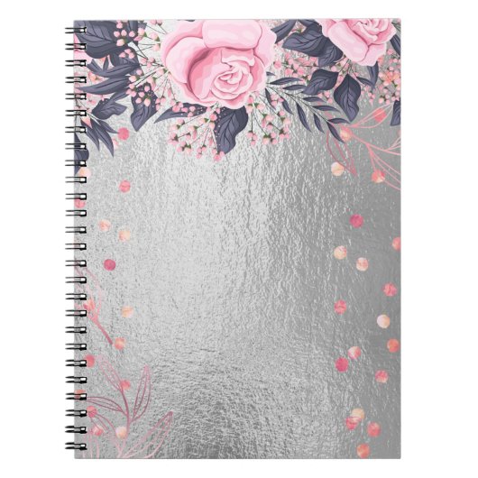 Trending Metallic Floral Stationery Budget Girly Notizblock (Vorderseite)