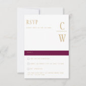 Trending Modern Berry Wine Gold Wedding RSVP Karte (Vorderseite)