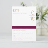 Trending Modern Berry Wine Gold Wedding RSVP Karte (Stehend Vorderseite)
