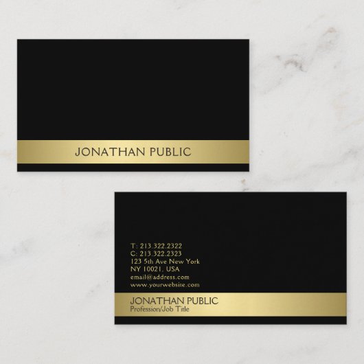 Trending Modern Beruflich Elegantes Schwarzes Gold Visitenkarte (Vorne/Hinten)