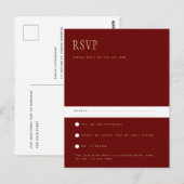 Trending Modern Burgundy Gold Wedding RSVP Postca Postkarte (Vorne/Hinten)