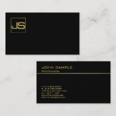 Trending Modern Monogram Stylish Black Gold Visitenkarte (Vorne/Hinten)