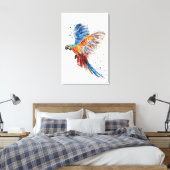 Trending Parrot Aquarellbilder gekrempelte Canvas Leinwanddruck (Insitu (Schlafzimmer))