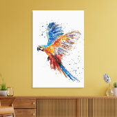 Trending Parrot Aquarellbilder gekrempelte Canvas Leinwanddruck (Insitu (Wohnzimmer))