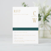 Trending Peacock AQUAMARIN Green Gold Wedding RSVP Karte (Stehend Vorderseite)