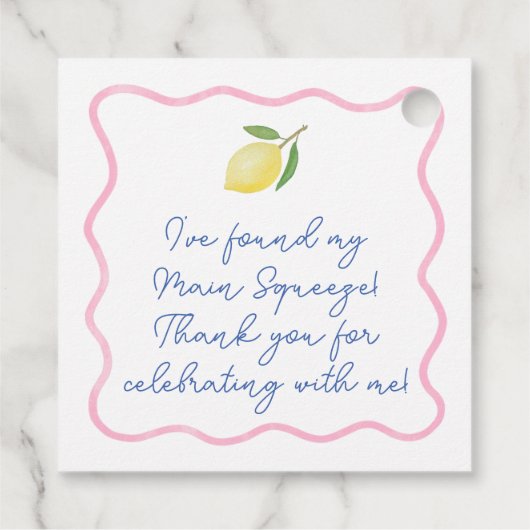 Trending Pink Squiggle Main Squeeze Brautparty Geschenkanhänger (Rückseite)