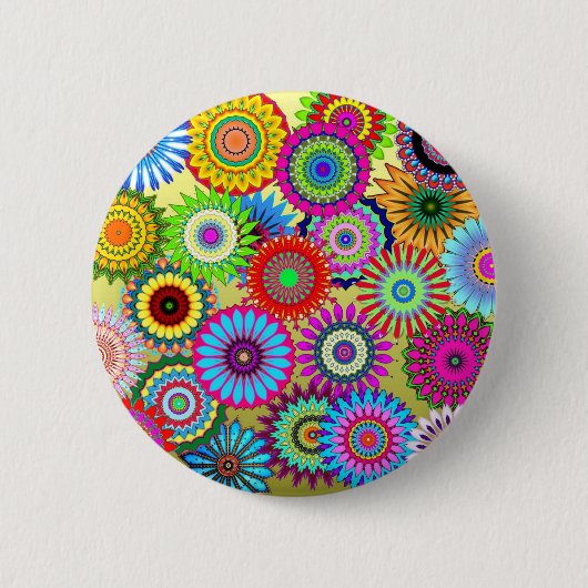 Trending Psychadelic Blume Power Druckzubehör Button (Vorderseite)