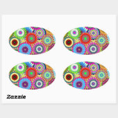 Trending Psychadelic Blume Power Druckzubehör Ovaler Aufkleber (Blatt)