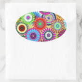 Trending Psychadelic Blume Power Druckzubehör Ovaler Aufkleber (Tasche)