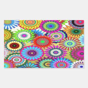 Trending Psychadelic Blume Power Druckzubehör Rechteckiger Aufkleber