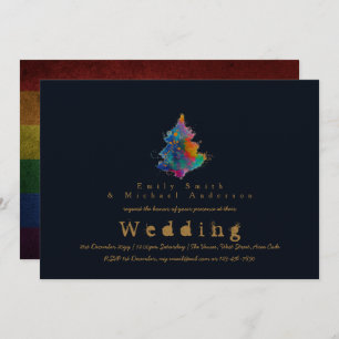 Trending Rainbow Christmas Tree LGBT Pride Wedding Einladung