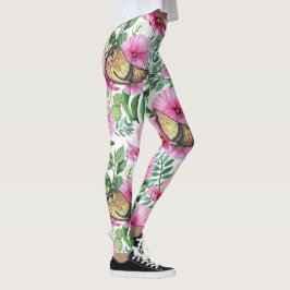 Trending Red, Lila & Birds Nature Floral Leggings