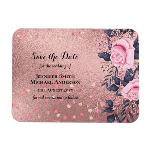 Trending ROSEGOLD Wedding Pink Navy Metallic Magnet