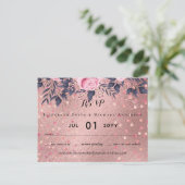Trending ROSEGOLD Wedding Pink Navy Metallic Postkarte (Stehend Vorderseite)