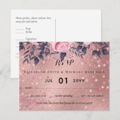 Trending ROSEGOLD Wedding Pink Navy Metallic Postkarte (Vorne/Hinten)