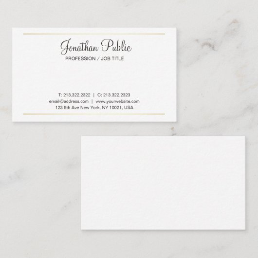 Trending Simple Schlicht Elegante White Design Mod Visitenkarte (Vorne/Hinten)