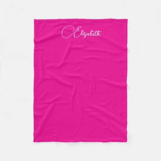 Trending Typografy Script Name Small Hot Pink Fleecedecke (Vorderseite)