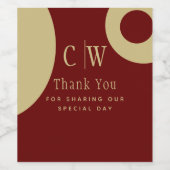 Trending Wedding Vielen Dank Burgundy Gold Wine La Weinetikett (Einzelnes Label)