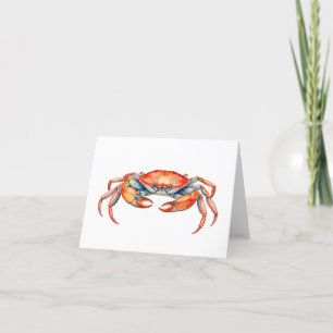 Trendkarren Blank Inside Watercolor Crab Beach Dankeskarte