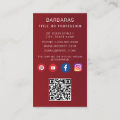 Trendkarte mit modernem QR-Code Foto Visitenkarte (Rückseite)