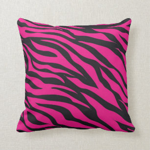 Trendkitzel Pink Fuchsia Schwarze Zebrastreifen dr Kissen