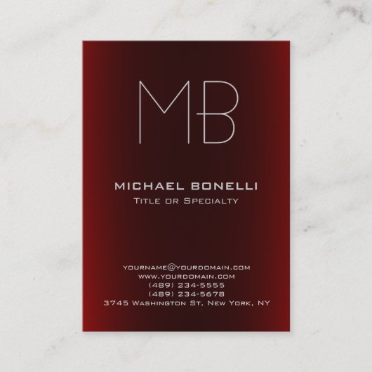 Trendkügelchen mit moderner, roter Visitenkarte (Vorderseite)