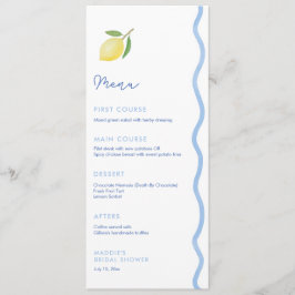 Trendlight Blue Wavy Edge Lemons Polterabend Menükarte