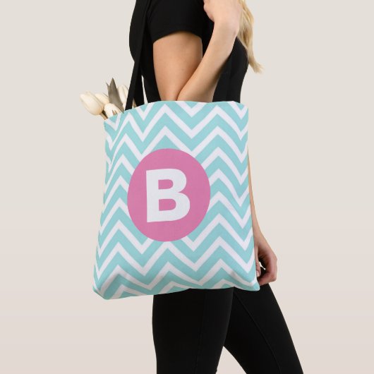 Trendlight Blue Zickzack Pink Monogram Tasche (Von Nahem)