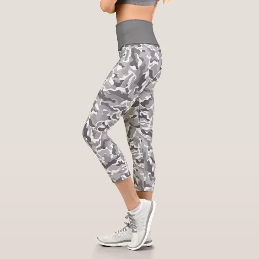 Trendlight Grau Camouflage Muster Capri Leggings (Links)