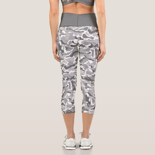 Trendlight Grau Camouflage Muster Capri Leggings (Rückseite)