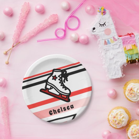 Trendly Figure Skaten Girl Skate Personalisiert Re Pappteller (Party)