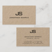 Trendly Kraft Paper Modernes Berufliches Monogramm Visitenkarte (Vorne/Hinten)