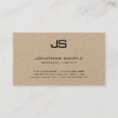 Trendly Kraft Paper Modernes Berufliches Monogramm Visitenkarte (Rückseite)