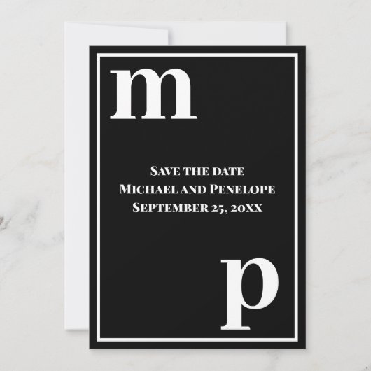 Trendly Lower Case Monogram Black Save the Date Einladung (Vorderseite)
