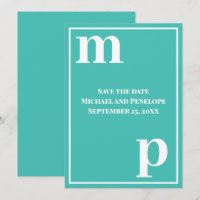 Trendly Lower Case Monogram Türkis Save the Date