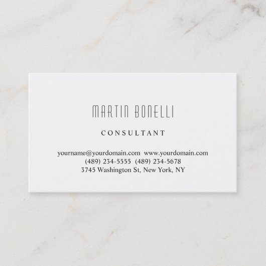 Trendly Simple White Beruflich Business Card Visitenkarte (Vorderseite)