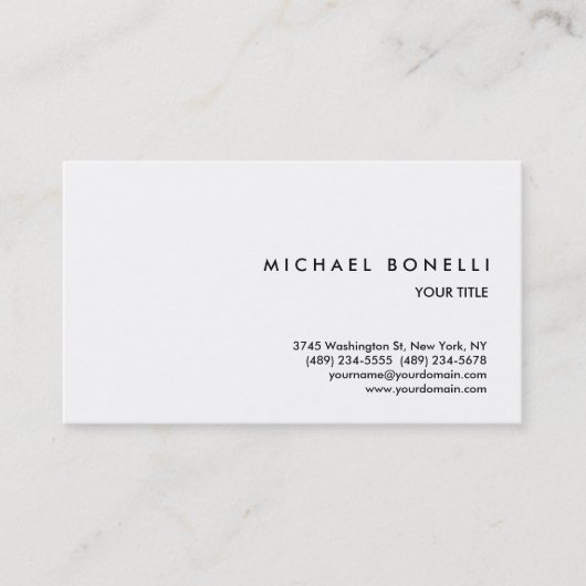 Trendly Simple White Beruflich Business Card Visitenkarte (Vorderseite)