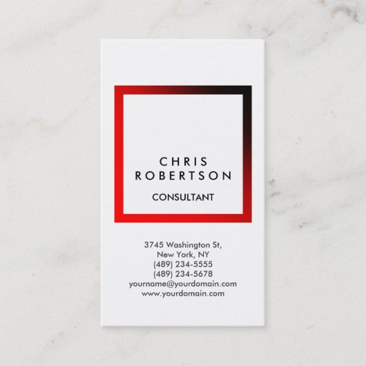Trendly White Frame Consultant Business Card Visitenkarte (Vorderseite)