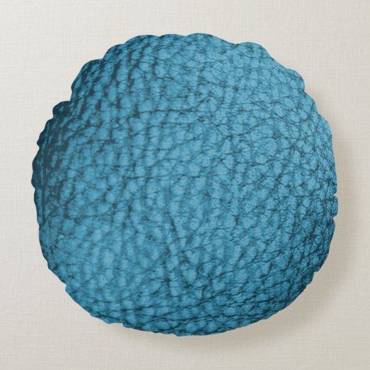 Trendmedium Blue Imitats Leather Design Rundes Kissen (Vorderseite)