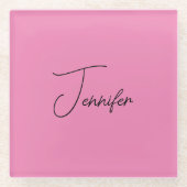 TrendMinimalistisch Moderne, Schlichte Rosa Farbe Glasuntersetzer (Vorderseite)