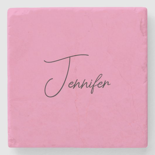 TrendMinimalistisch Moderne, Schlichte Rosa Farbe Steinuntersetzer (Vorderseite)